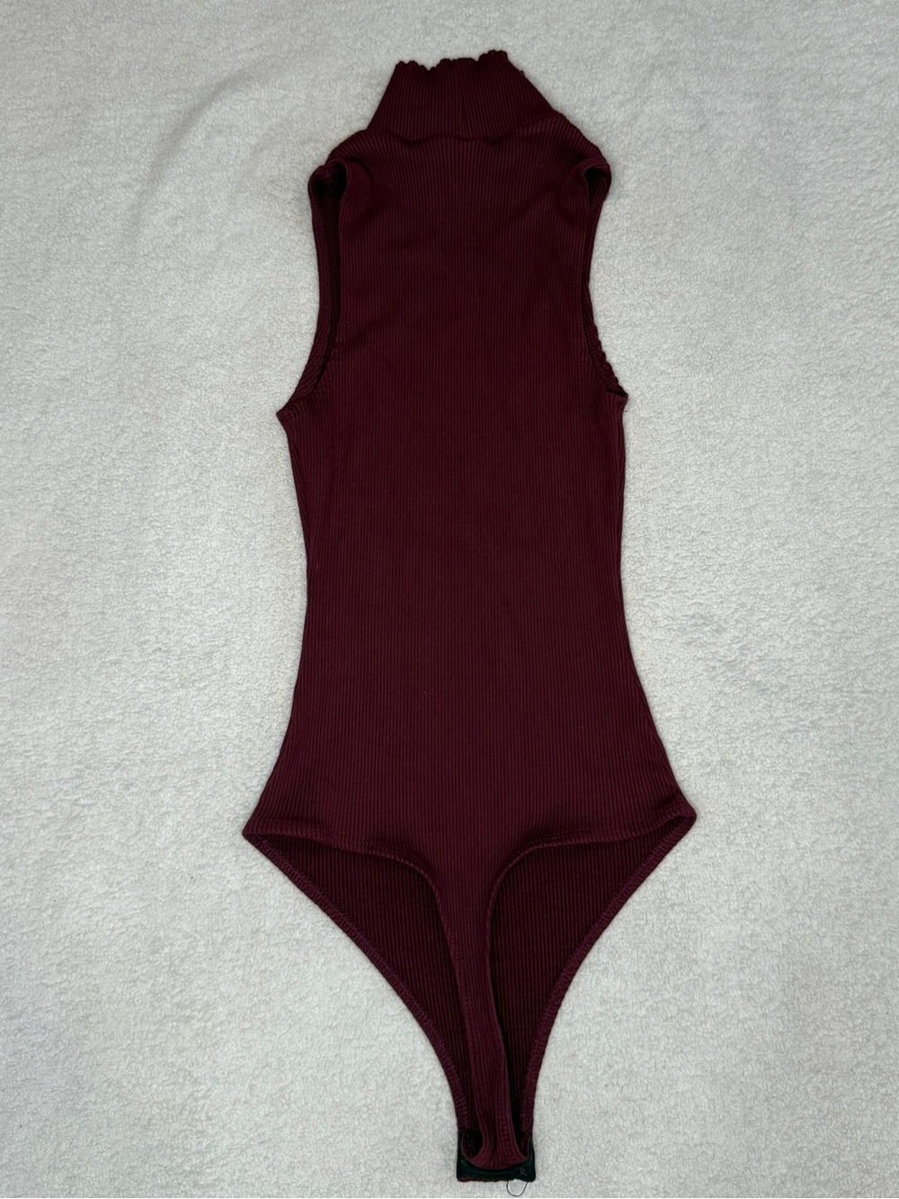 Lulus Womens Size XS Bodysuit Sleeveless Mock Neck Ribbed Burgundy Stretch - Picture 8 of 10